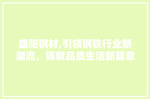 盛阳钢材,引领钢铁行业新潮流，铸就品质生活新篇章