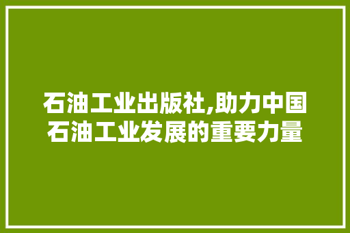 石油工业出版社,助力中国石油工业发展的重要力量