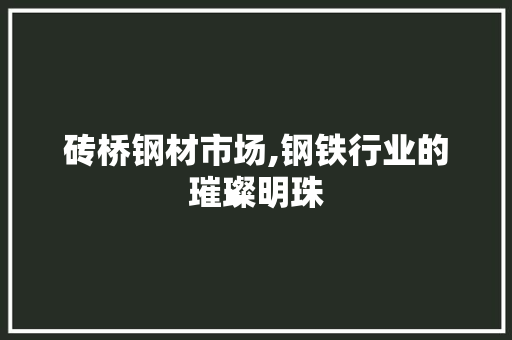 砖桥钢材市场,钢铁行业的璀璨明珠