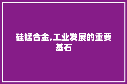 硅锰合金,工业发展的重要基石