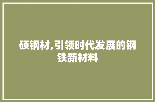 硕钢材,引领时代发展的钢铁新材料