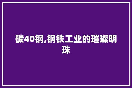 碳40钢,钢铁工业的璀璨明珠