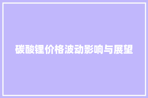 碳酸锂价格波动影响与展望