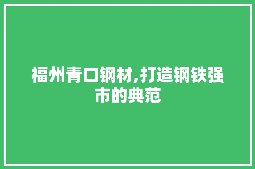 福州青口钢材,打造钢铁强市的典范 装修攻略