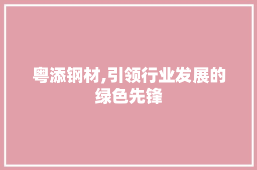 粤添钢材,引领行业发展的绿色先锋
