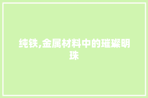 纯铁,金属材料中的璀璨明珠