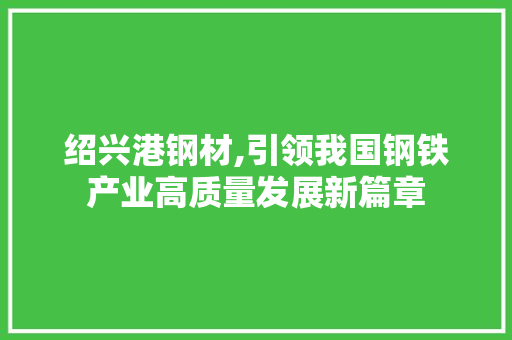 绍兴港钢材,引领我国钢铁产业高质量发展新篇章