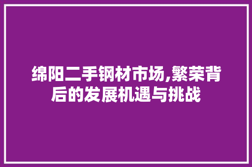 绵阳二手钢材市场,繁荣背后的发展机遇与挑战