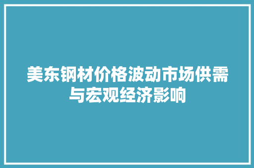 美东钢材价格波动市场供需与宏观经济影响