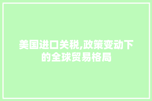 美国进口关税,政策变动下的全球贸易格局