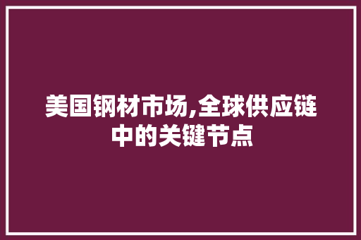 美国钢材市场,全球供应链中的关键节点