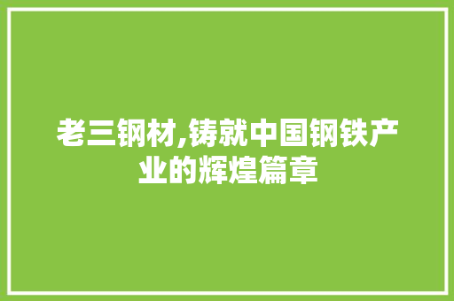 老三钢材,铸就中国钢铁产业的辉煌篇章