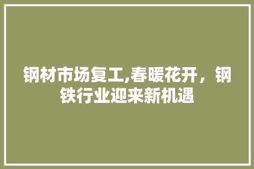 钢材市场复工,春暖花开，钢铁行业迎来新机遇