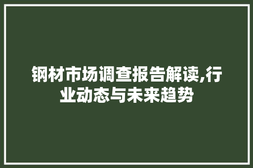 钢材市场调查报告解读,行业动态与未来趋势