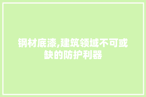 钢材底漆,建筑领域不可或缺的防护利器