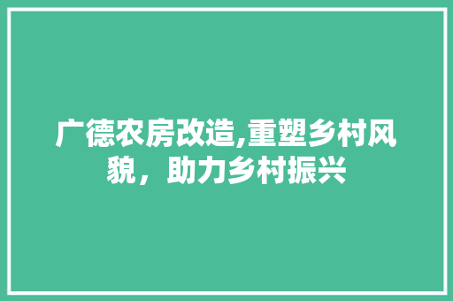 广德农房改造,重塑乡村风貌，助力乡村振兴