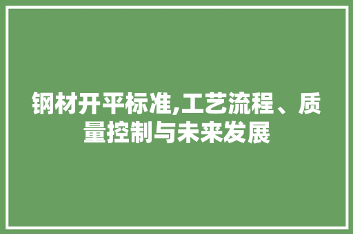 钢材开平标准,工艺流程、质量控制与未来发展