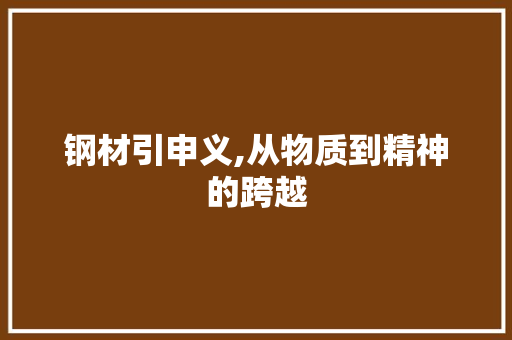 钢材引申义,从物质到精神的跨越
