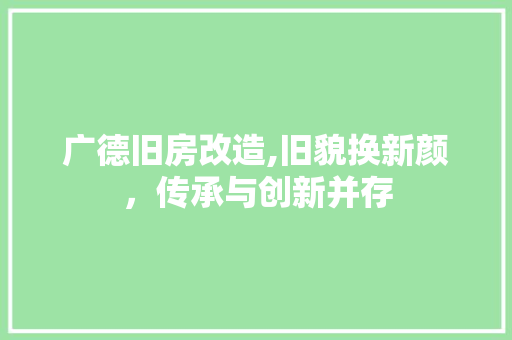 广德旧房改造,旧貌换新颜，传承与创新并存 装修材料