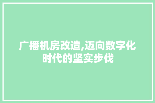 广播机房改造,迈向数字化时代的坚实步伐