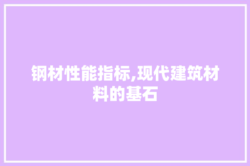 钢材性能指标,现代建筑材料的基石