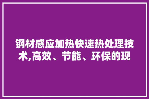 钢材感应加热快速热处理技术,高效、节能、环保的现代化加工方式