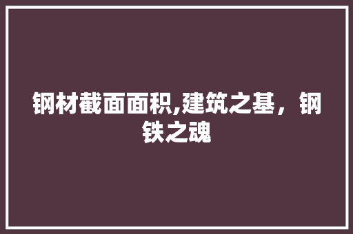钢材截面面积,建筑之基，钢铁之魂