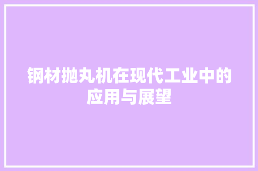 钢材抛丸机在现代工业中的应用与展望