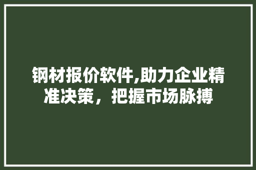 钢材报价软件,助力企业精准决策，把握市场脉搏