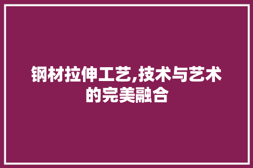 钢材拉伸工艺,技术与艺术的完美融合