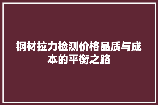 钢材拉力检测价格品质与成本的平衡之路
