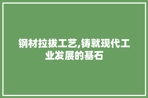 钢材拉拔工艺,铸就现代工业发展的基石