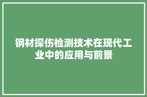 钢材探伤检测技术在现代工业中的应用与前景