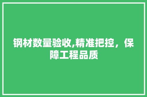 钢材数量验收,精准把控，保障工程品质