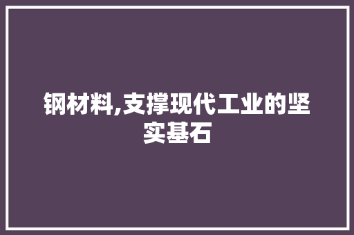 钢材料,支撑现代工业的坚实基石