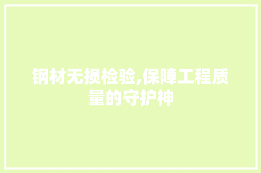钢材无损检验,保障工程质量的守护神