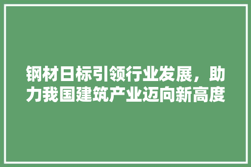 钢材日标引领行业发展，助力我国建筑产业迈向新高度