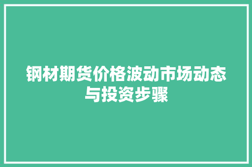 钢材期货价格波动市场动态与投资步骤