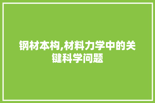 钢材本构,材料力学中的关键科学问题