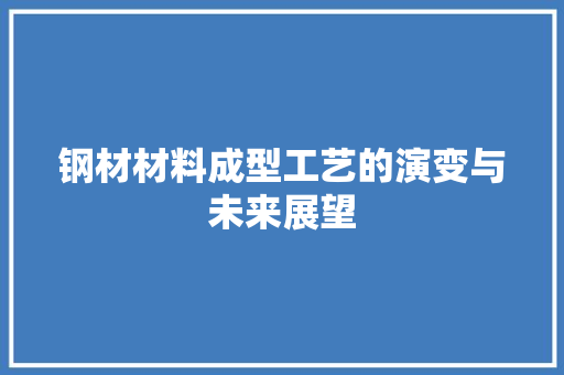 钢材材料成型工艺的演变与未来展望