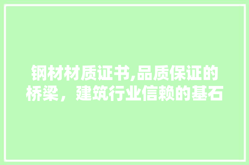 钢材材质证书,品质保证的桥梁，建筑行业信赖的基石