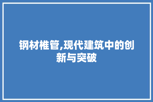 钢材椎管,现代建筑中的创新与突破