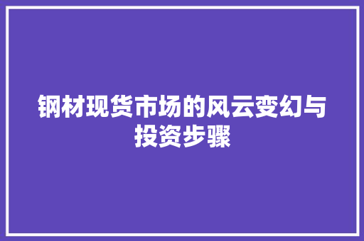 钢材现货市场的风云变幻与投资步骤