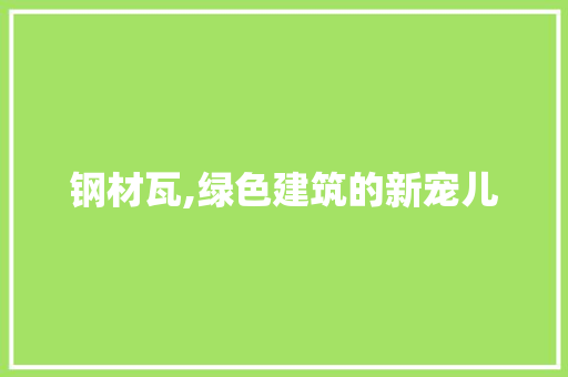 钢材瓦,绿色建筑的新宠儿