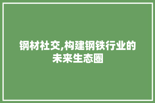 钢材社交,构建钢铁行业的未来生态圈