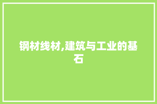 钢材线材,建筑与工业的基石