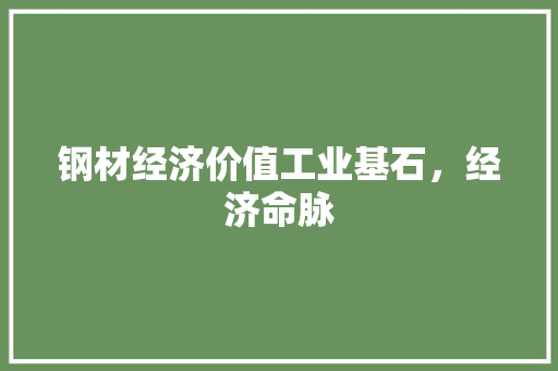 钢材经济价值工业基石，经济命脉