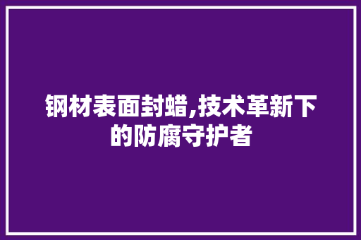 钢材表面封蜡,技术革新下的防腐守护者