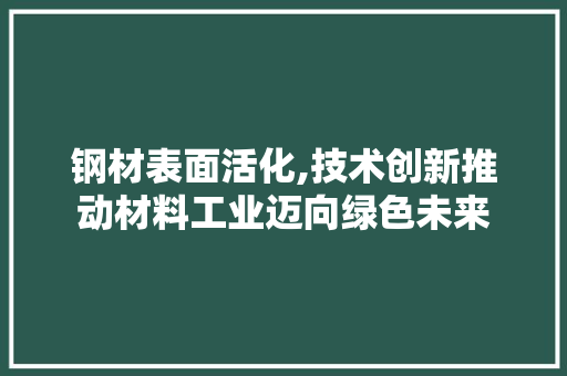 钢材表面活化,技术创新推动材料工业迈向绿色未来
