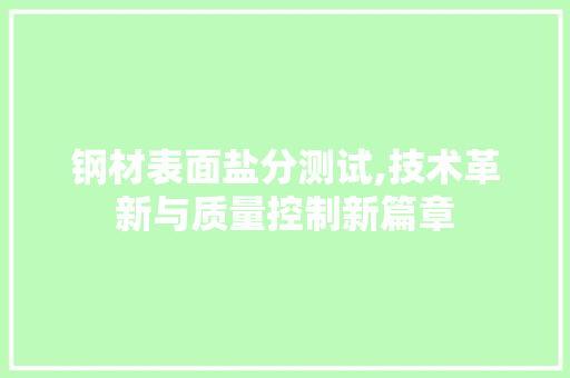 钢材表面盐分测试,技术革新与质量控制新篇章